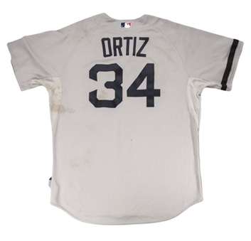 2013 David Ortiz Boston Red Sox Game Worn Road Jersey with Tremendous Evident Use - World Champions Season (MLB Authenticated - PHOTO MATCHED)